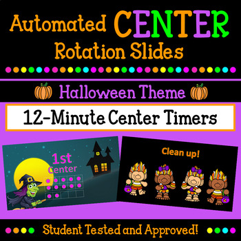 Preview of Halloween Themed Automated 12 Minute Centers Timer PPT