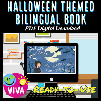 Preview of Halloween-Themed Bilingual eBook: What Am I? in English and Spanish
