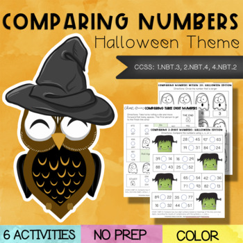 Preview of Halloween-Themed Comparing Numbers Activities