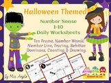 Halloween Themed Daily Number Sense Worksheets Number 1-10