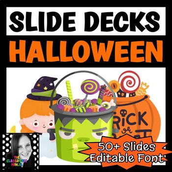 Preview of Halloween Themed Digital Slide Templates with Editable Font for Virtual Too!