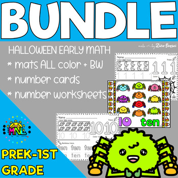 Preview of Halloween Early Math Centers Worksheets PreK Kindergarten BUNDLE