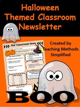 Preview of Halloween Themed Editable Classroom Newsletter