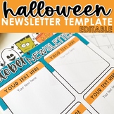 Halloween Themed Editable Classroom Newsletter and Calenda