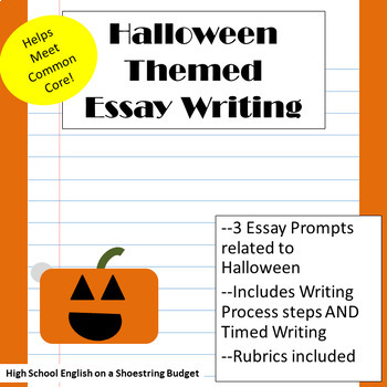 Preview of Halloween Themed Essay Writing, w Rubrics & Printables