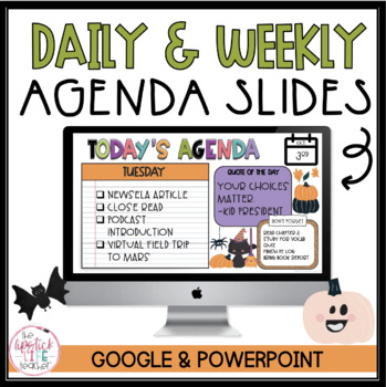 Preview of Halloween Themed Fall Daily Agendas for Google Slides