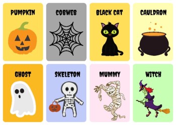 Preview of Halloween Themed Flash Cards / Charades / Match a Pair Games. Spooky Fun