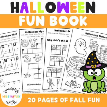 Preview of Halloween Themed Fun Book NO PREP Activities Math and Literacy Worksheet Pack
