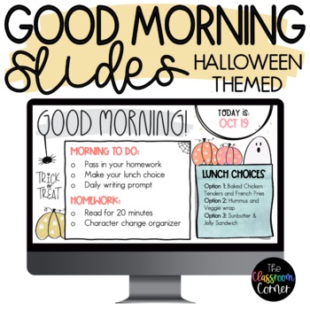 Preview of Halloween-Themed Good Morning Slides