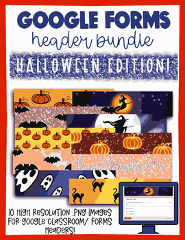 Preview of Halloween Themed Google Classroom & Forms Header/Banner Bundle