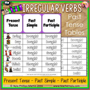 Preview of Halloween Themed Irregular Verbs Past Tense Tables