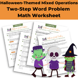 Halloween-Themed Math Mixed Operations Two-Step Word Problems