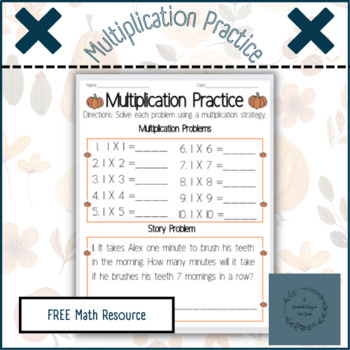 Preview of Halloween Themed Multiply by 1 Worksheet