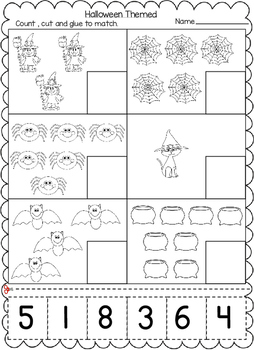 halloween themed numbers cut and paste worksheets 1 20 tpt