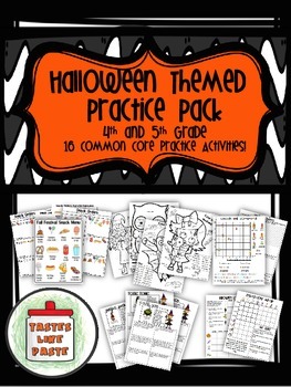 Preview of Halloween Themed Practice Pack Mixed Review: Math for 4th and 5th Grade