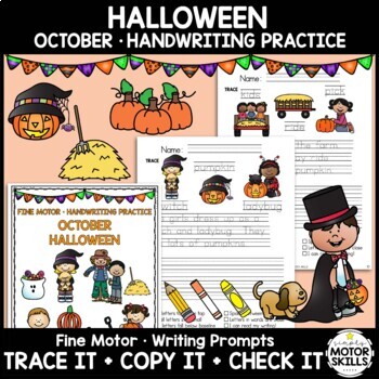 Preview of Halloween • Trace Copy Check Sentences • Handwriting • Fall, Trick or Treat