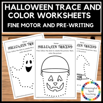 Preview of Halloween Trace and Color: Fine Motor Printable Worksheets