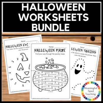 Preview of Halloween Tracing, Maze, Dot to Dot and Coloring Printable Worksheets