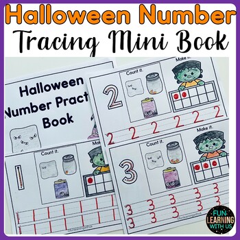 Preview of Halloween Tracing Number Practice Mini Book | October Math Worksheets