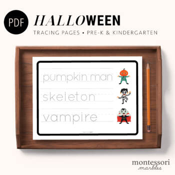 Preview of Halloween Tracing and Vocabulary Preschool Printable