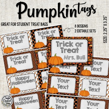 Preview of Halloween Pumpkins Treat tags | Editable treat tags | Classroom Halloween Tags