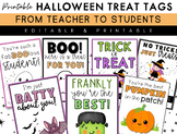 Halloween Treat Tags for Students from Teacher