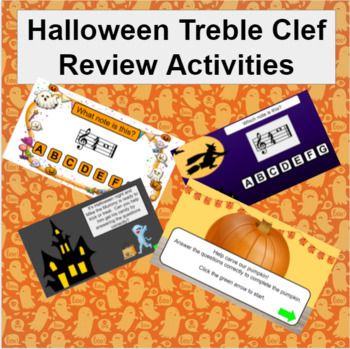 Preview of Halloween Treble Clef Note Name review (google slides)