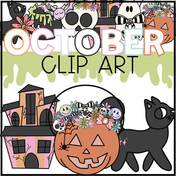 Preview of Halloween Trendy Clipart // Halloween Retro Clip Art