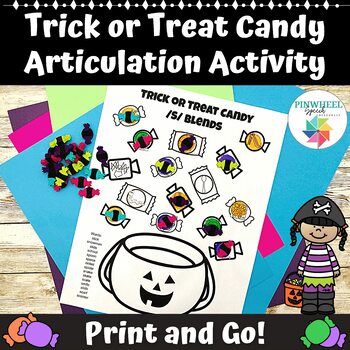 Preview of Halloween Articulation Trick or Treat Candy Printable Activity Speech Therapy