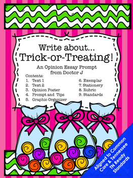 Preview of Halloween Trick or Treat Opinion Essay PDF & Google Docs Common Core 3rd 4th 5th