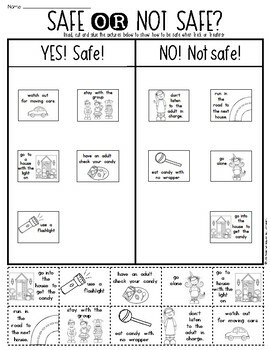 Halloween Trick or Treating Safety Sort - First Grade & Kindergarten