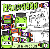 Halloween Trigraph Endings tch and dge Worksheets and Fun Sort