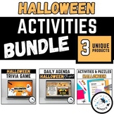 Halloween Trivia, Daily Agenda & No Prep Worksheets BUNDLE