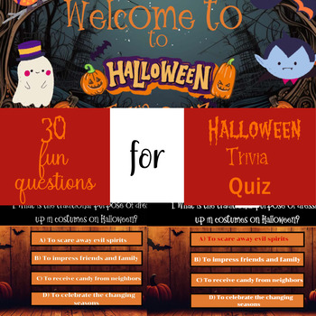 Preview of Halloween Trivia Quiz Powerpoint Packet Activity Worksheet for Grade 3-7