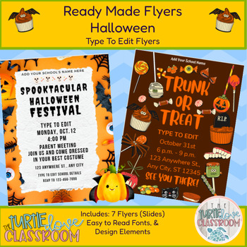 Preview of Halloween Trunk or Treat Flyers (7) -Ready to Edit & Present or Print! No Prep!