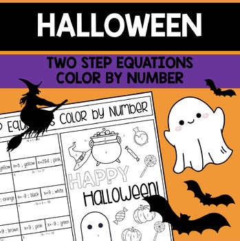 Preview of Halloween Two Step Equations Color by Number - Middle School Math