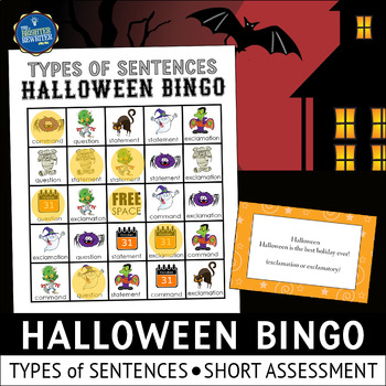 Preview of Halloween Types of Sentences Bingo Game