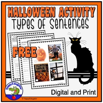 Preview of Halloween Types of Sentences with Easel Activity FREE