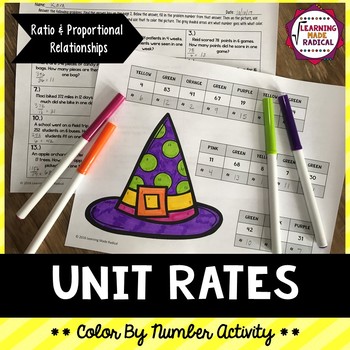 Preview of Halloween Unit Rate Color By Number Activity