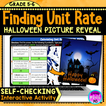 Preview of Halloween: Unit Rate Digital Math Mystery Picture Reveal