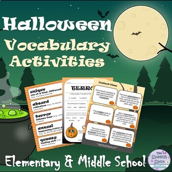 Preview of Halloween Upper Elementary & Middle School Vocabulary Activity Worksheets