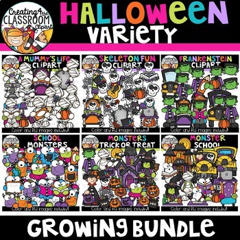 Preview of Halloween Variety Growing Bundle {Halloween Clipart}