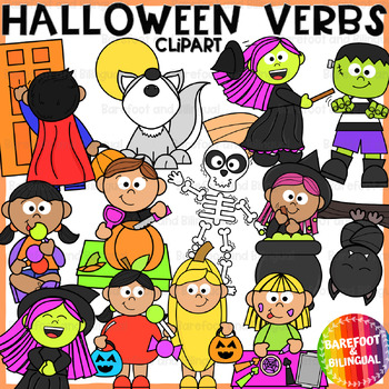 Preview of Halloween Verbs Clipart - Grammar Clipart