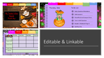 Preview of Halloween Virtual Bitmoji Weekly Agenda (PowerPoint & Google Slides)