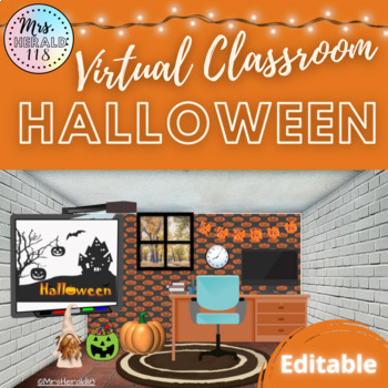 Preview of Halloween Virtual Classroom Template for Bitmoji™ and Google Slides™