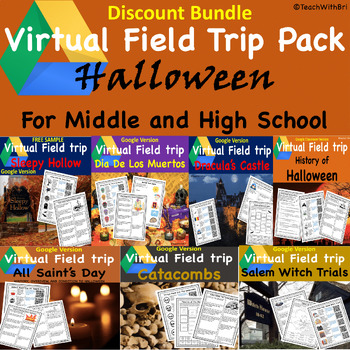 Preview of Halloween Virtual Field Trip for Google Discount Bundle Middle and High School
