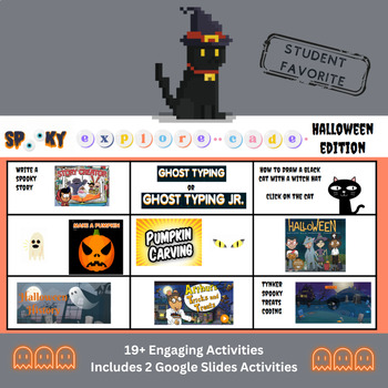 Preview of Halloween Virtual Games Choice Chart Menu Board (Google Slides)