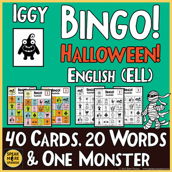 Halloween Vocabulary Bingo Game. ELL, ESL Game and Elementary Games.