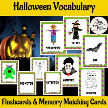 Halloween Vocabulary Flashcards by The ESL Goodie Bag | TpT