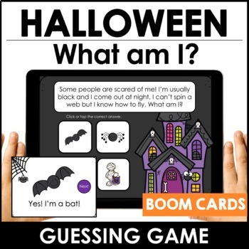 Preview of Halloween Vocabulary Guessing Game: Boom Cards - Digital Task Cards